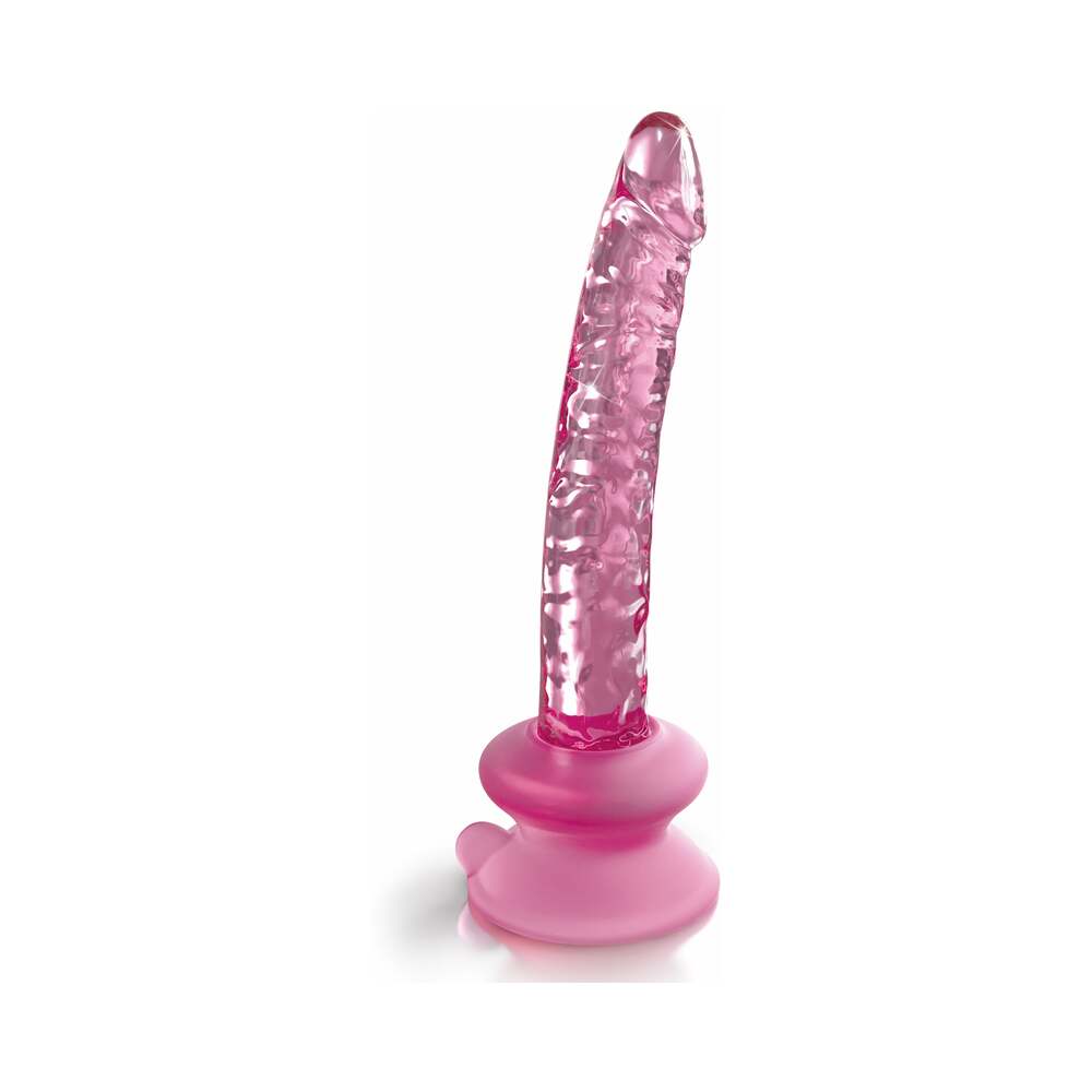 Pipedream Icicles No. 86 Realistic 7 in. Glass Dildo With Suction Cup Pink