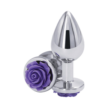 Rear Assets Rose Anal Plug Medium Purple