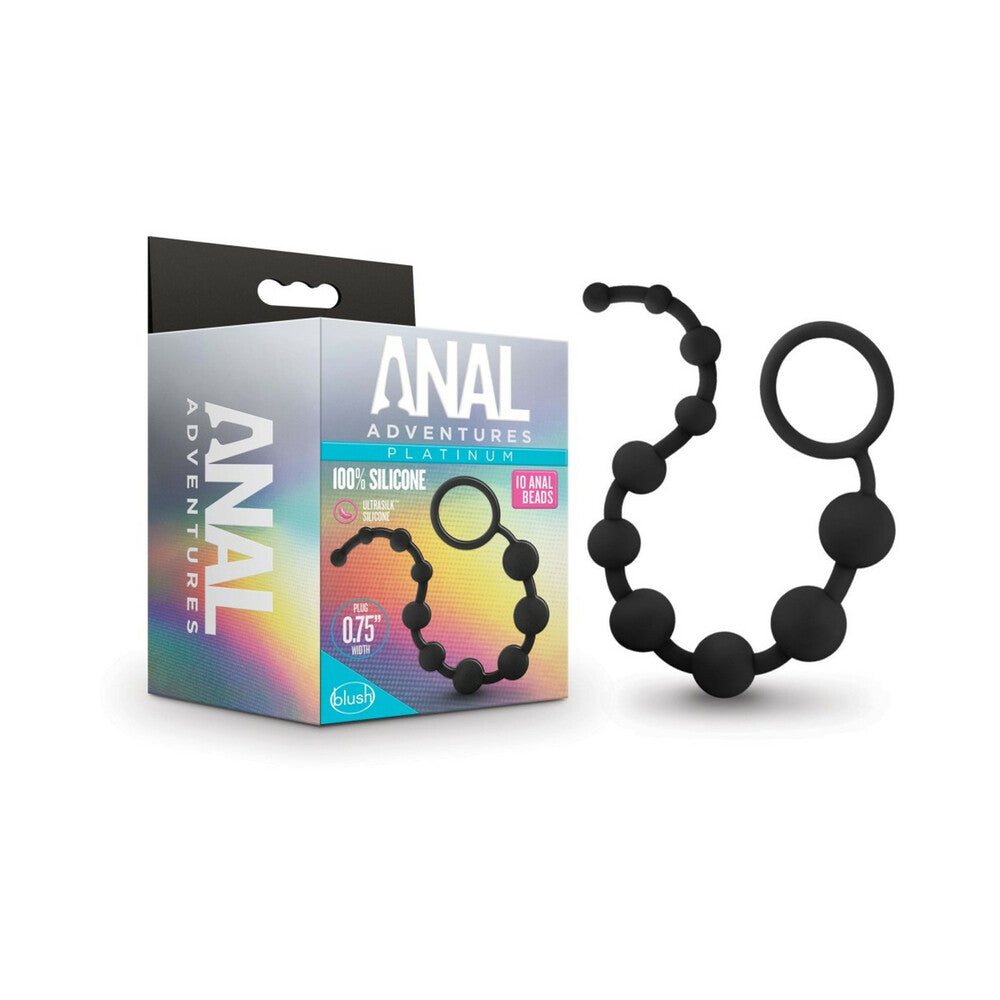 Blush Anal Adventures Platinum Silicone 10 Anal Beads Black