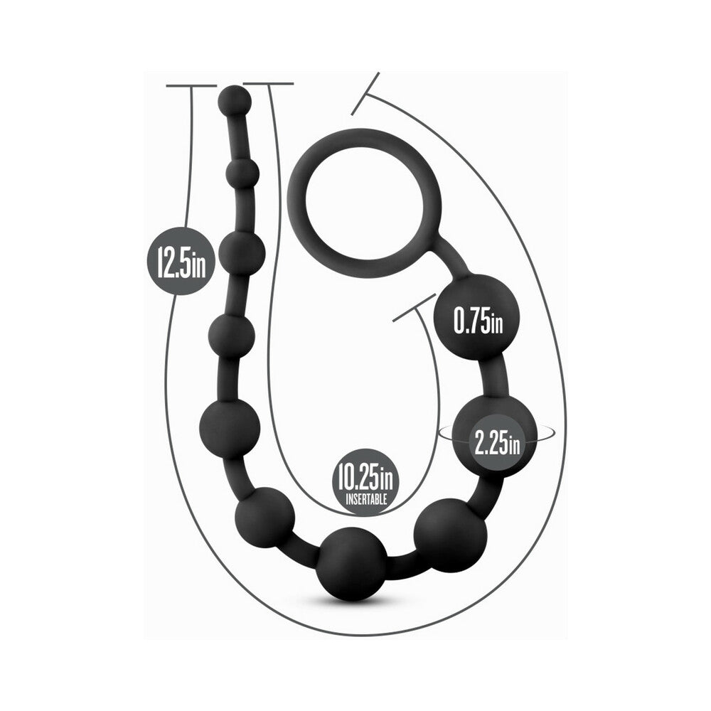 Blush Anal Adventures Platinum Silicone 10 Anal Beads Black