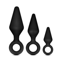 Blush Anal Adventures Platinum Silicone 3-Piece Loop Plug Kit Black