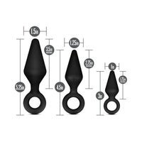 Blush Anal Adventures Platinum Silicone 3-Piece Loop Plug Kit Black