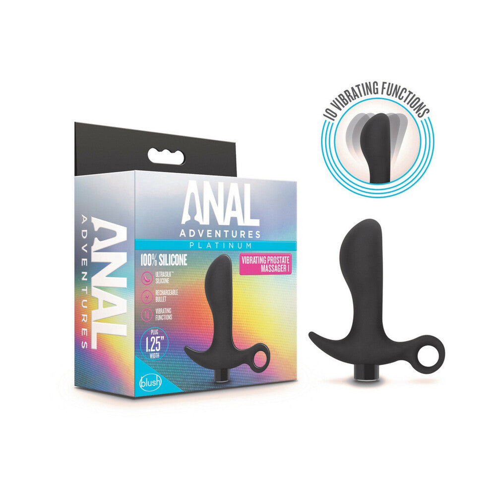 Blush Anal Adventures†Platinum Silicone Rechargeable Vibrating Prostate Massager 01 Black