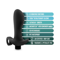 Blush Anal Adventures†Platinum Silicone Rechargeable Vibrating Prostate Massager 01 Black