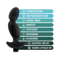 Blush Anal Adventures†Platinum Silicone Rechargeable Vibrating Prostate Massager 04 Black