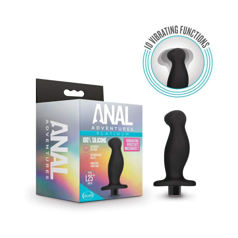 Blush Anal Adventures†Platinum Silicone Rechargeable Vibrating Prostate Massager 02 Black