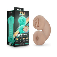 Blush M for Men Soft + Wet Double Trouble Glow in the Dark Self-Lubricating Dual Entry Stroker Beige