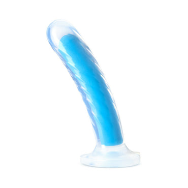 Blush Neo Elite Glow in the Dark Tao 7 in. Dual Density Dildo with Suction Cup Neon Blue