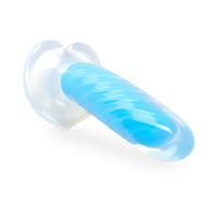 Blush Neo Elite Glow in the Dark Tao 7 in. Dual Density Dildo with Suction Cup Neon Blue