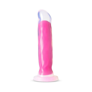 Blush Neo Elite Glow in the Dark Marquee 8 in. Silicone Dual Density Dildo with Suction Cup Neon Pink