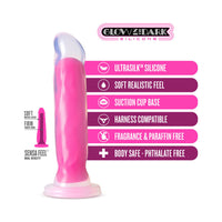 Blush Neo Elite Glow in the Dark Marquee 8 in. Silicone Dual Density Dildo with Suction Cup Neon Pink