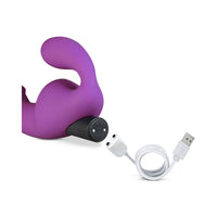 Blush Temptasia Cyrus 8.5 in. Silicone Strapless Strap-On Dildo with Rechargeable Bullet Vibrator Purple