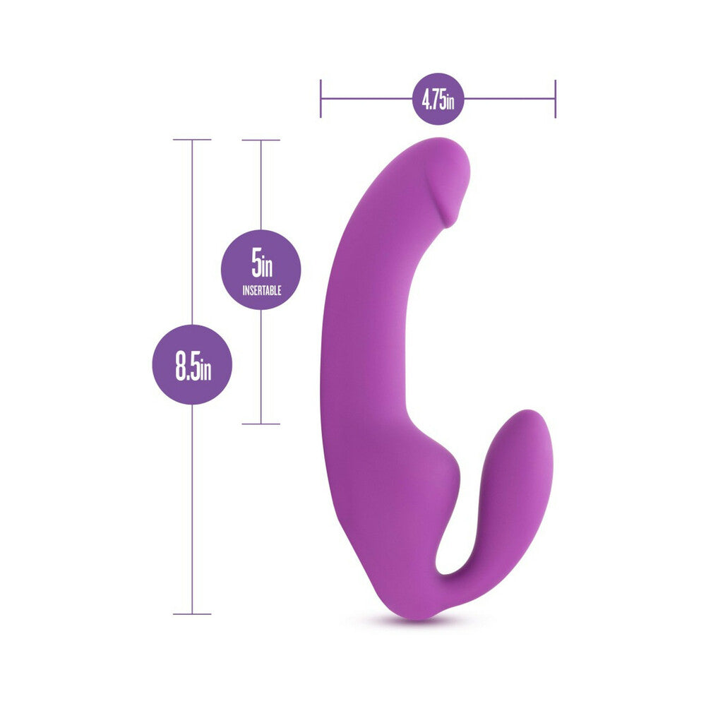 Blush Temptasia Cyrus 8.5 in. Silicone Strapless Strap-On Dildo with Rechargeable Bullet Vibrator Purple