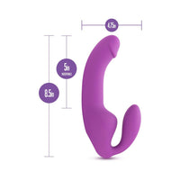 Blush Temptasia Cyrus 8.5 in. Silicone Strapless Strap-On Dildo with Rechargeable Bullet Vibrator Purple