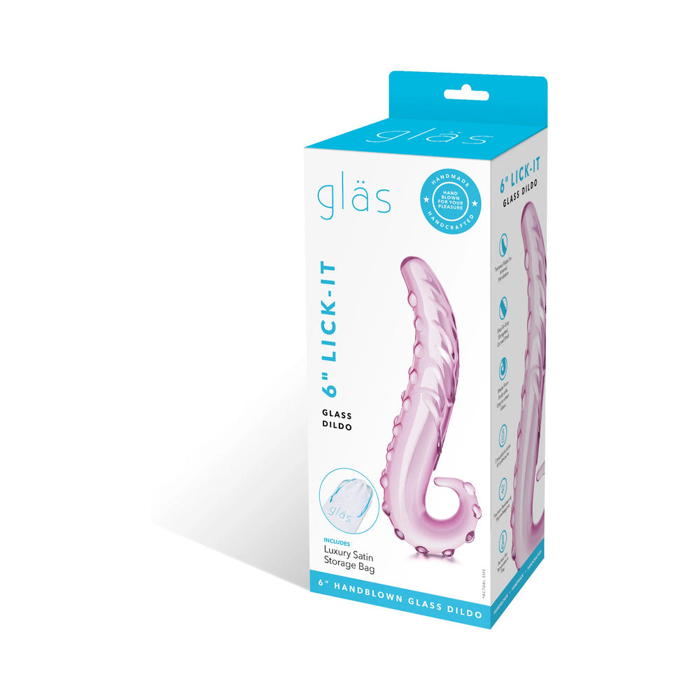 Glas 6 in. Lick-It Glass Dildo Pink