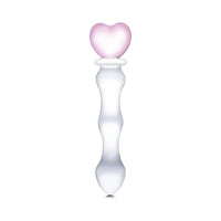 Glas 8 in. Sweetheart Glass Dildo with Pink Heart-Shaped Handle