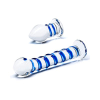 Glas 2-Piece Double Penetration Glass Swirly Dildo & Butt Plug Set