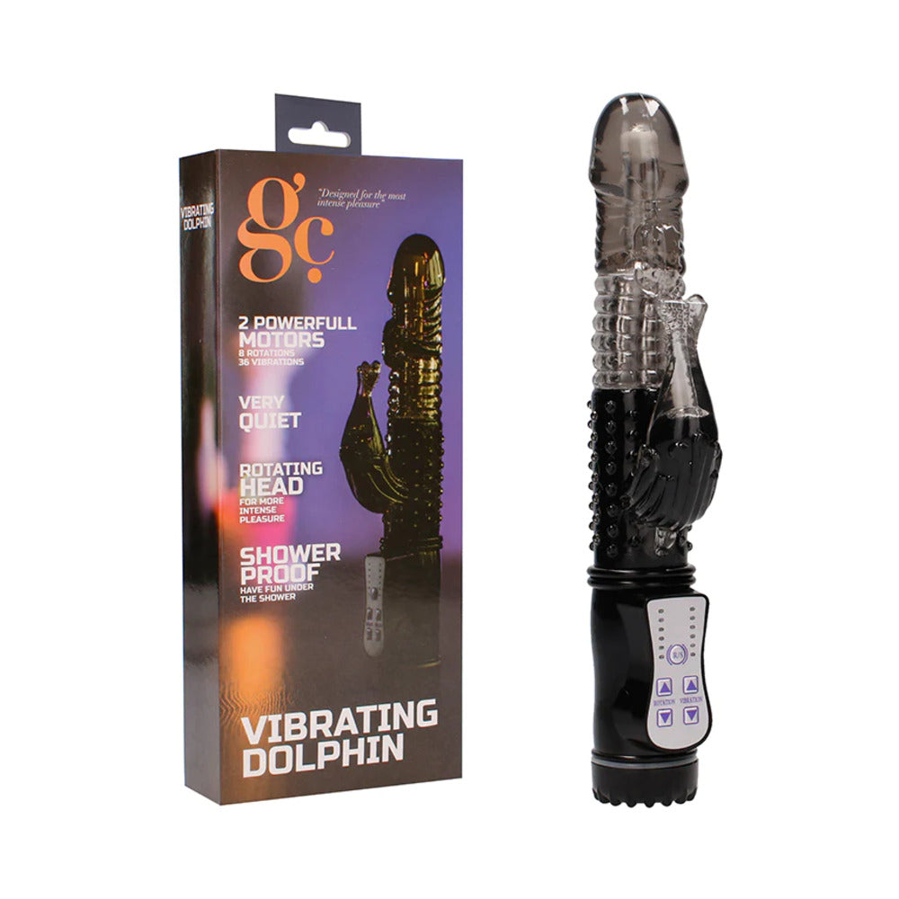 GC Vibrating Dolphin Dual-Motor Rotating Rabbit Vibrator Black