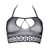 Shots Le Desir Bliss Strappy Fishnet Halter Top Black O/S