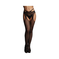 Le Desir Suspender Pantyhose With Strappy Waist Black O/S