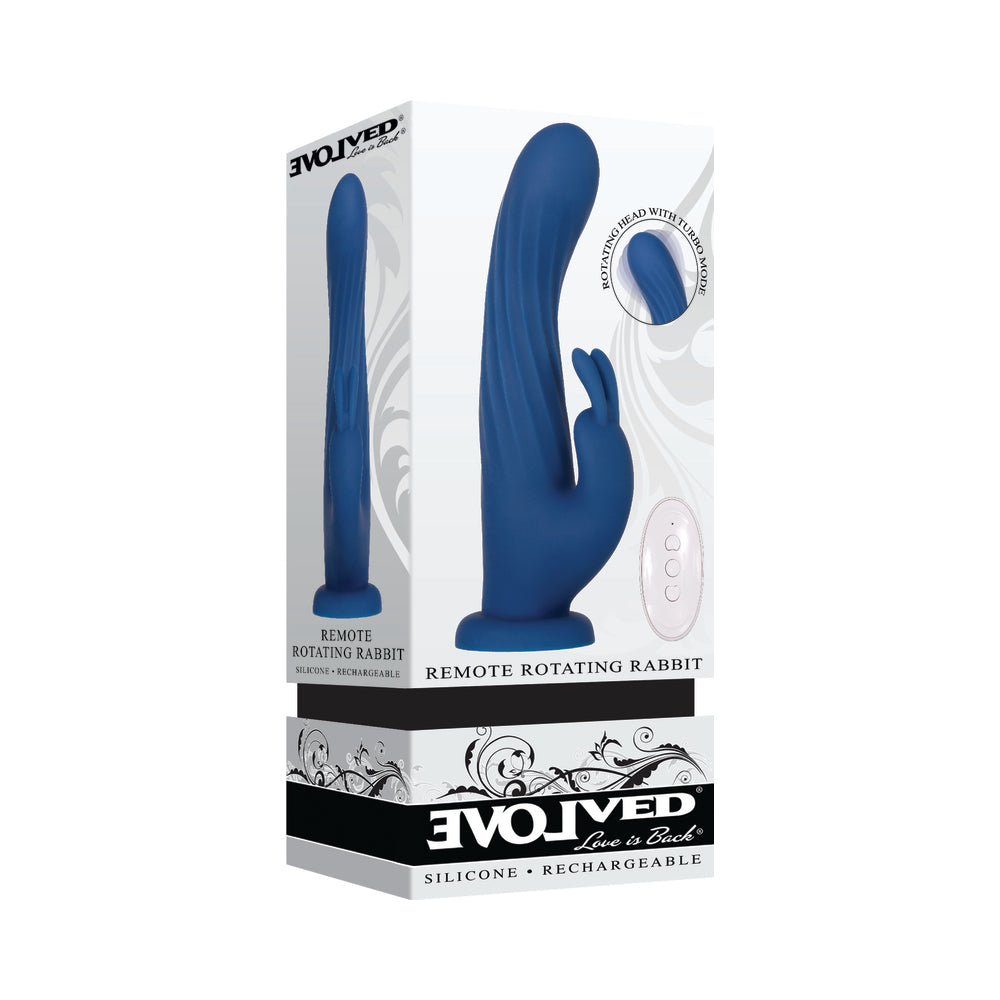 Evolved Rechargeable Remote-Controlled Rotating Silicone Rabbit Vibrator Blue