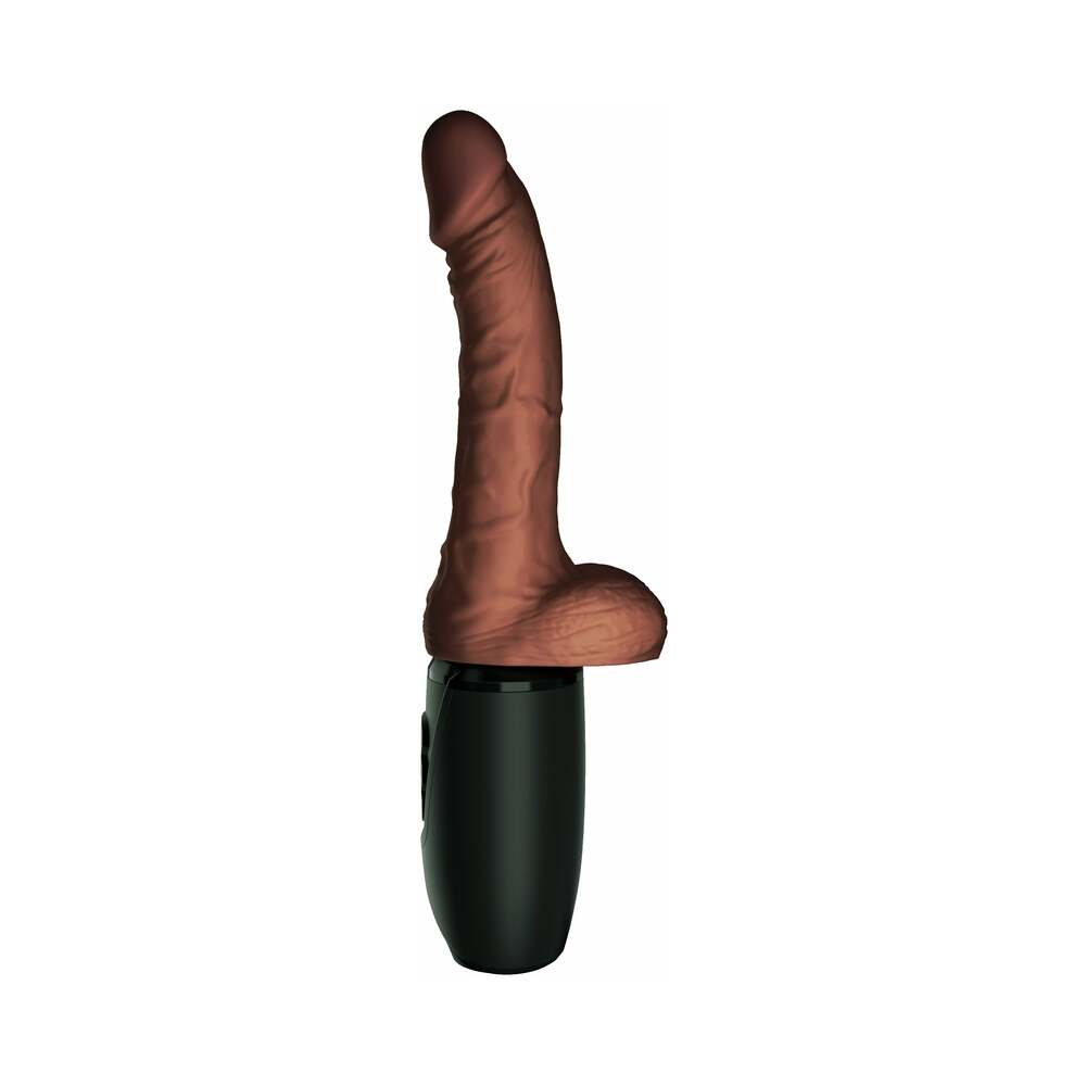 Pipedream King Cock Plus 7.5 in. Thrusting Cock With Balls Rechargeable Realistic Vibrator Brown