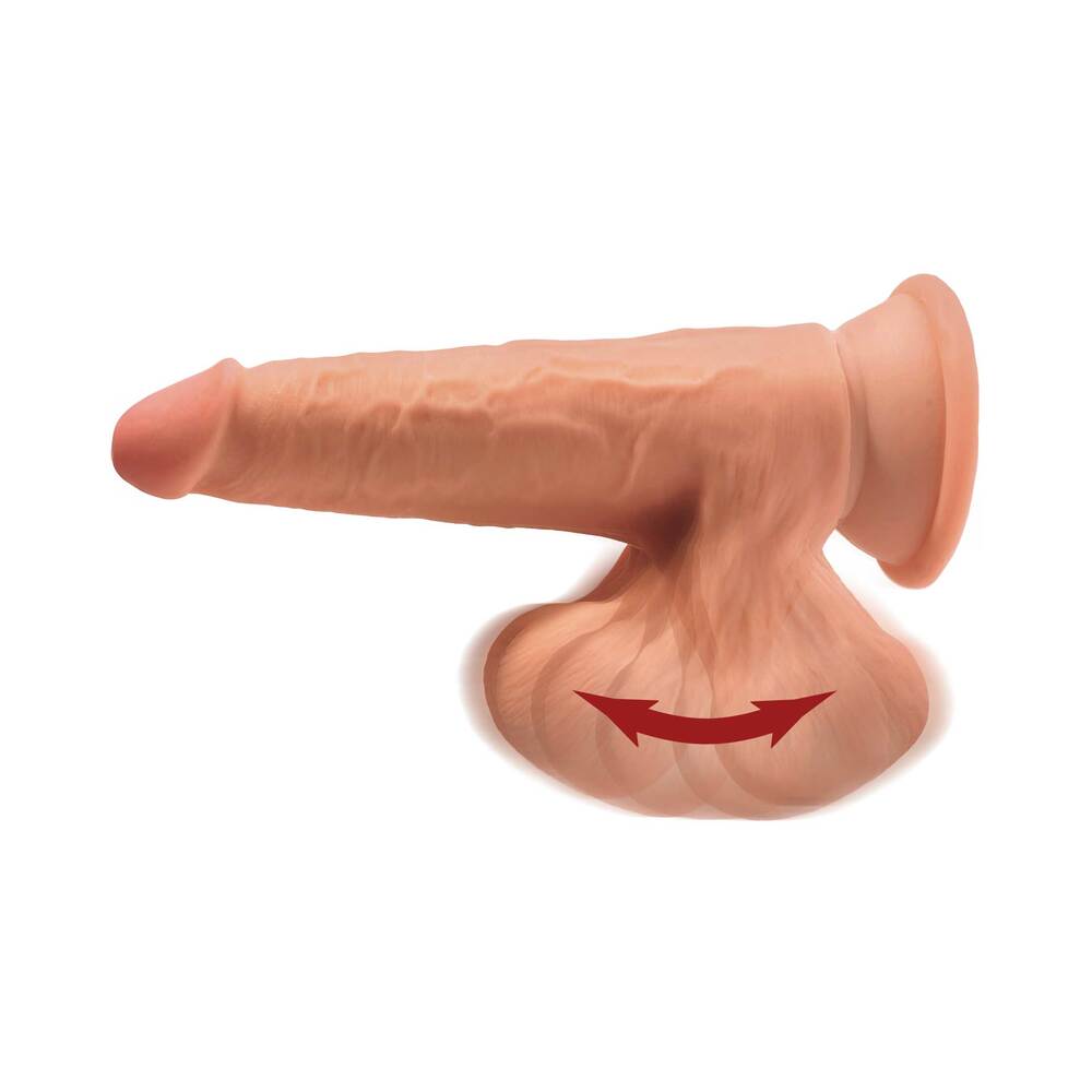 Pipedream King Cock Plus 7 in. Triple Density Cock With Swinging Balls Realistic Suction Cup Dildo Tan