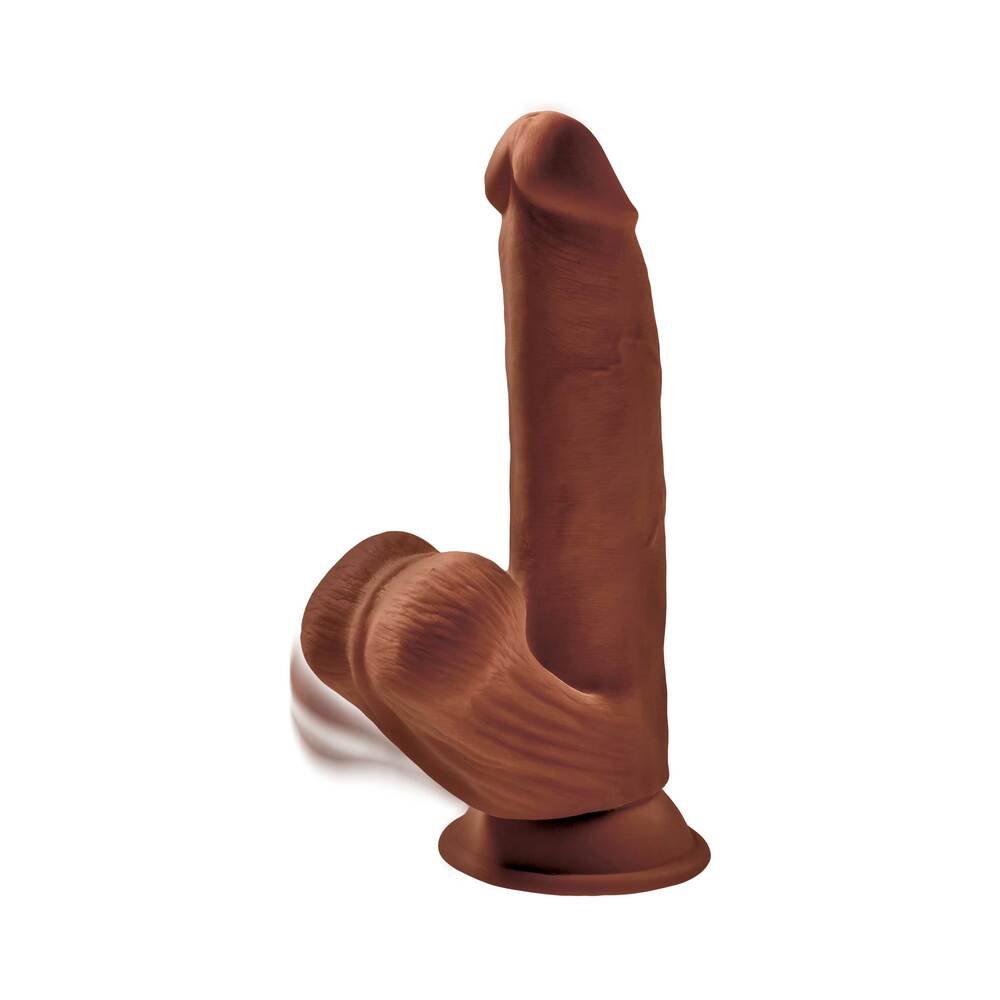 Pipedream King Cock Plus 8 in. Triple Density Cock With Swinging Balls Realistic Suction Cup Dildo Brown