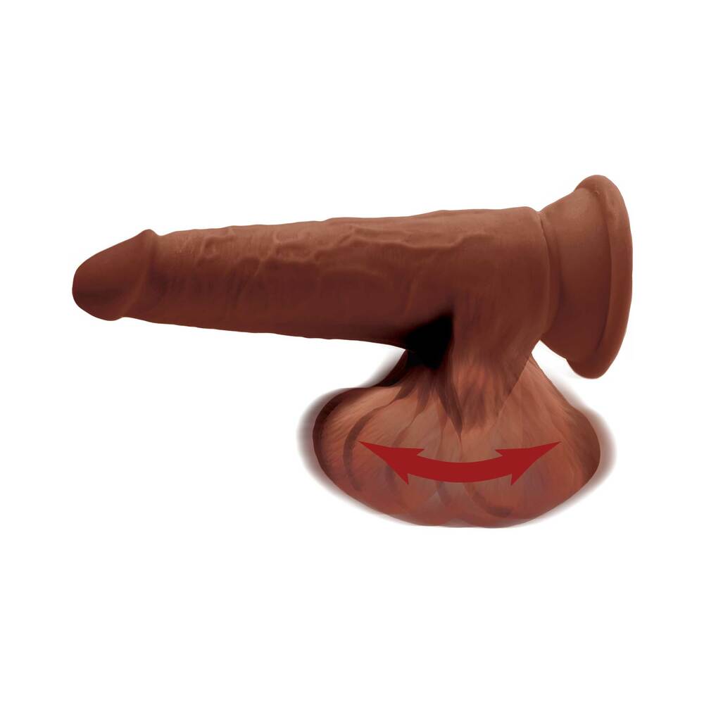 Pipedream King Cock Plus 8 in. Triple Density Cock With Swinging Balls Realistic Suction Cup Dildo Brown