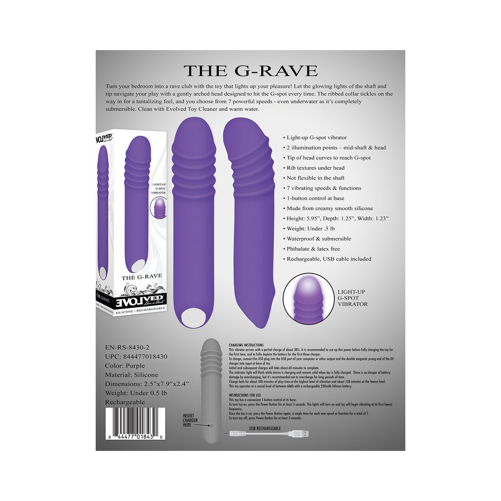 Evolved The G-Rave Light-Up Rechargeable Silicone G-Spot Vibrator Purple