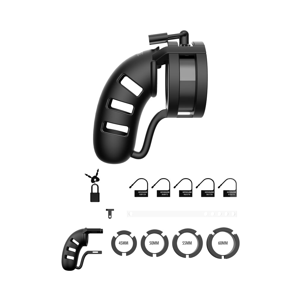 Shots ManCage Model 19 Adjustable 4.5 in. Silicone Ballsplitter Cock Cage Black