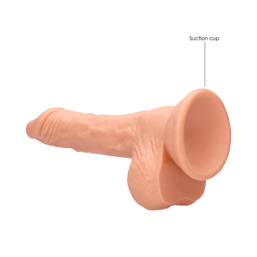 RealRock Realistic 7 in. Dildo With Balls and Suction Cup Beige