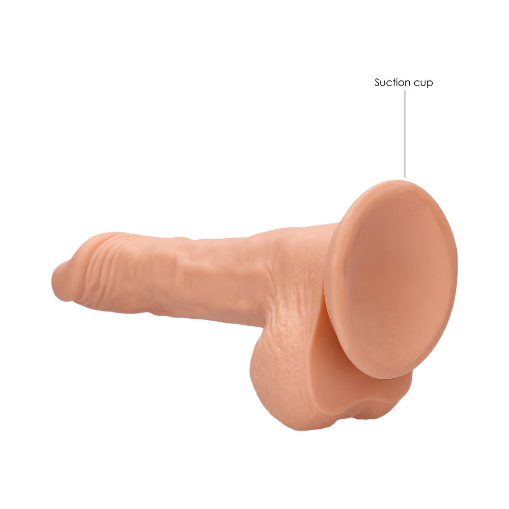 RealRock Realistic 8 in. Dildo With Balls and Suction Cup Beige