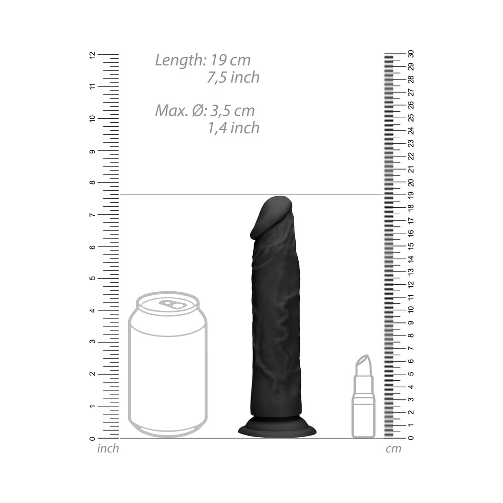 RealRock Realistic 7 in. Dildo With Suction Cup Black