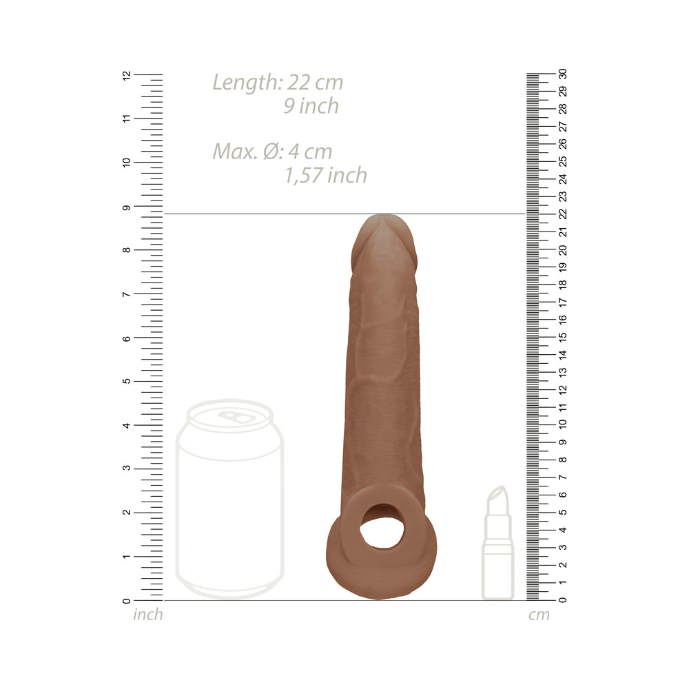 RealRock Realistic 9 in. Penis Sleeve Extender Sling Tan