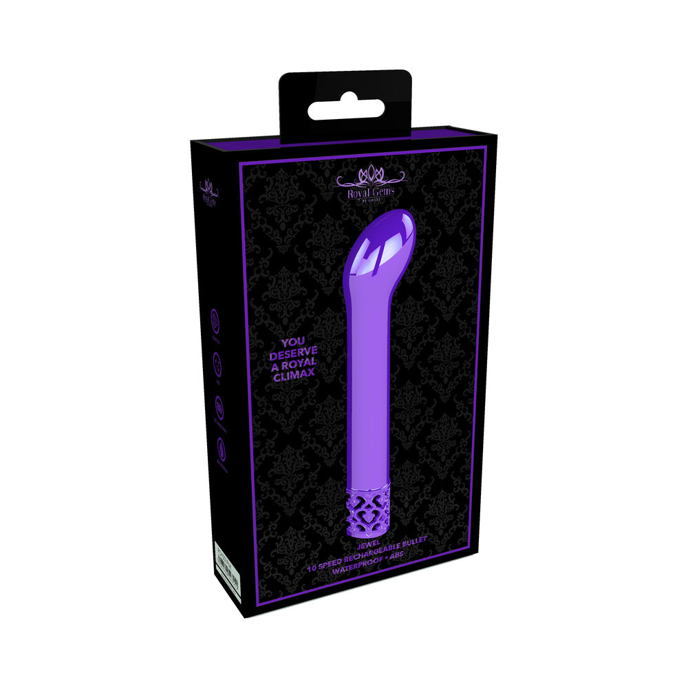 Shots Royal Gems Jewel Rechargeable Curved ABS Bullet Vibrator Purple