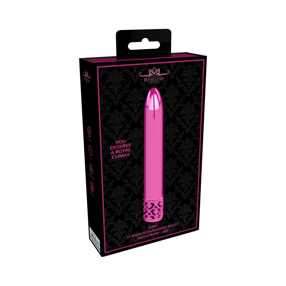 Shots Royal Gems Shiny Rechargeable ABS Bullet Vibrator Pink