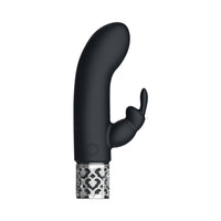 Shots Royal Gems Dazzling Rechargeable Silicone Miniature Rabbit Vibrator Black