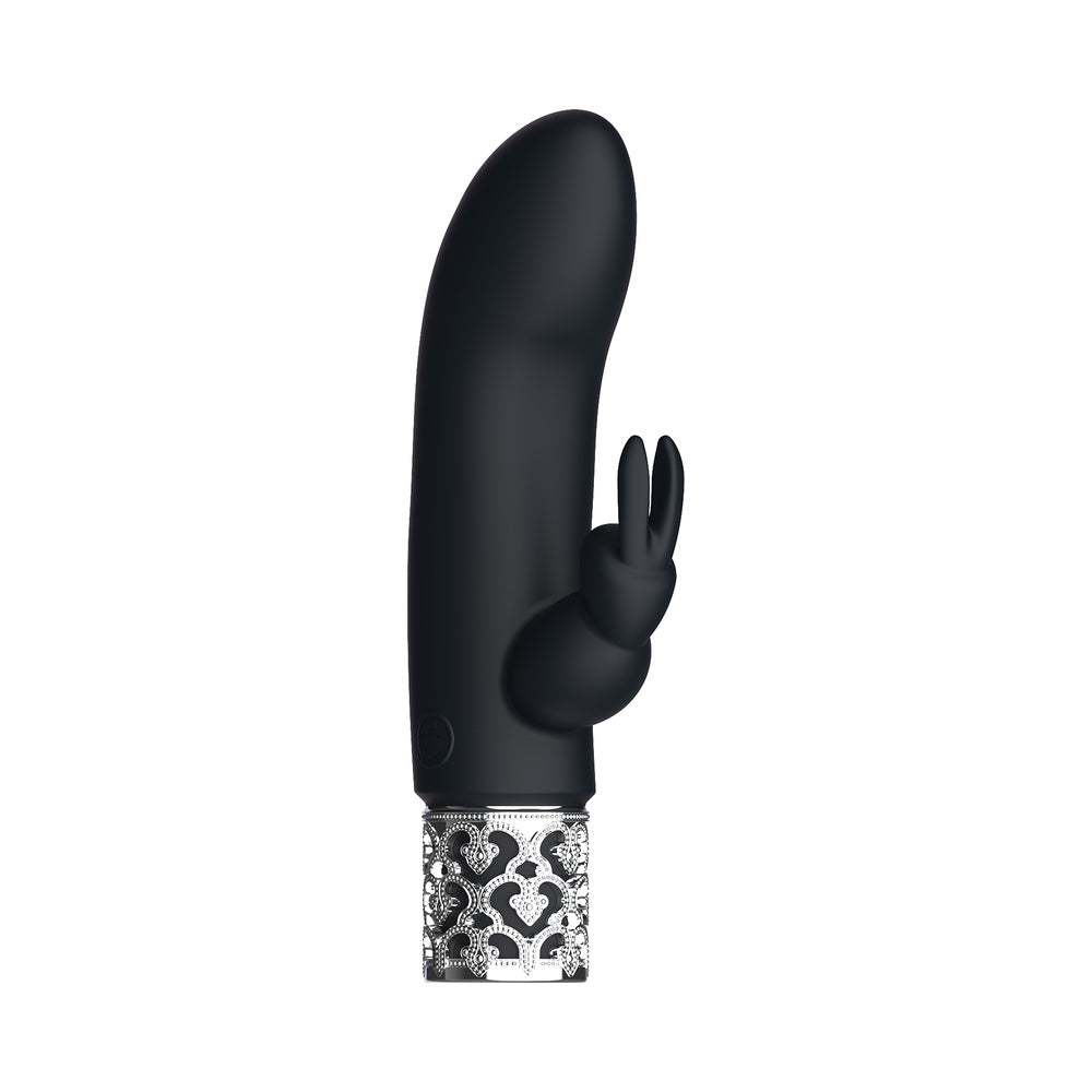 Shots Royal Gems Dazzling Rechargeable Silicone Miniature Rabbit Vibrator Black