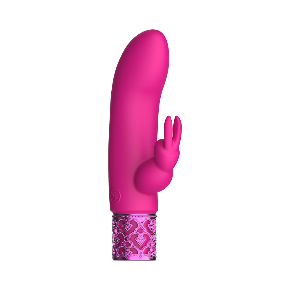 Shots Royal Gems Dazzling Rechargeable Silicone Miniature Rabbit Vibrator Pink