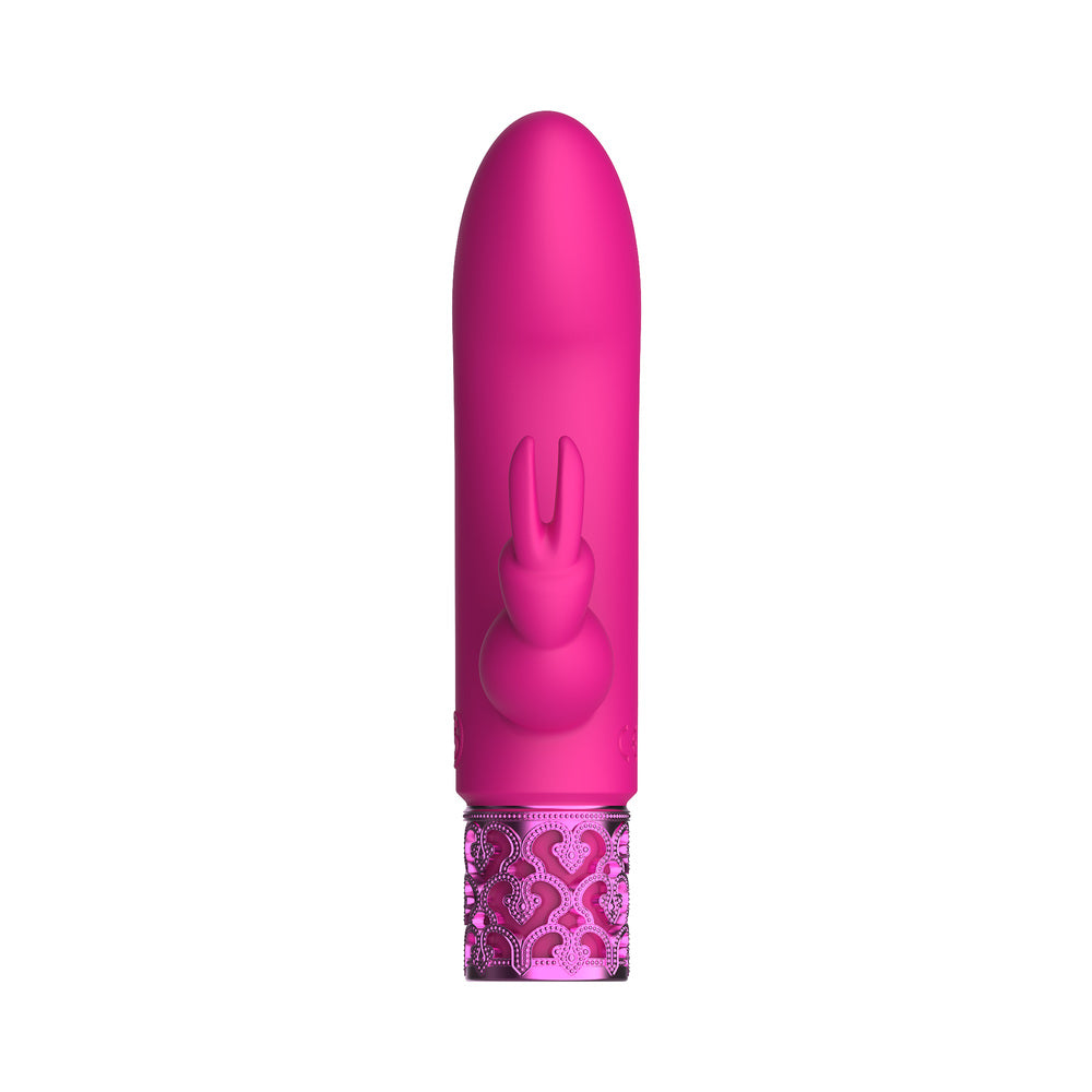 Shots Royal Gems Dazzling Rechargeable Silicone Miniature Rabbit Vibrator Pink