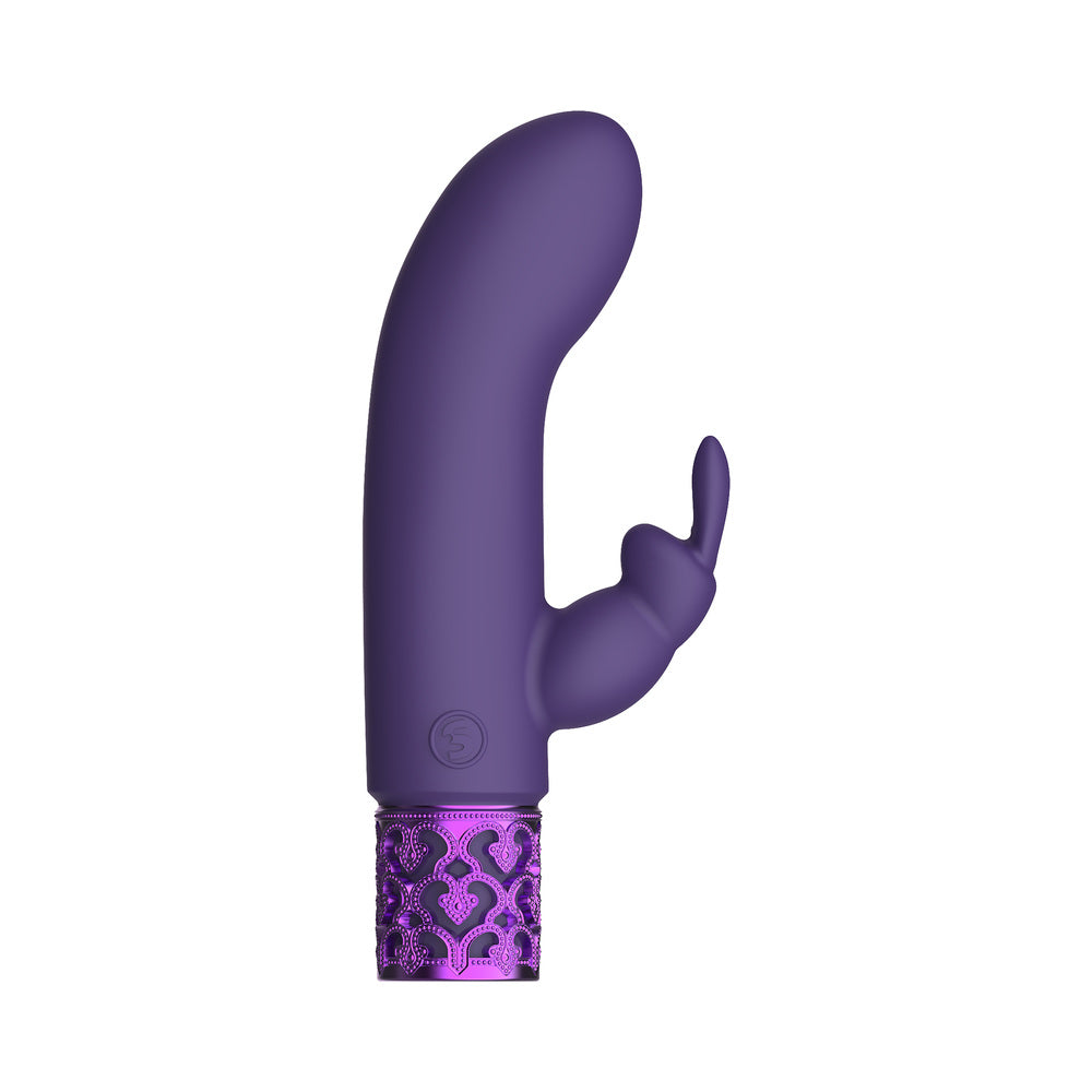 Shots Royal Gems Dazzling Rechargeable Silicone Miniature Rabbit Vibrator Purple