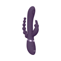 VIVE RINI Rechargeable Triple-Motor Pulse-Wave Dual Entry Silicone Rabbit Vibrator Purple