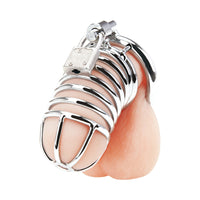 Blue Line Deluxe Chastity Cage Silver