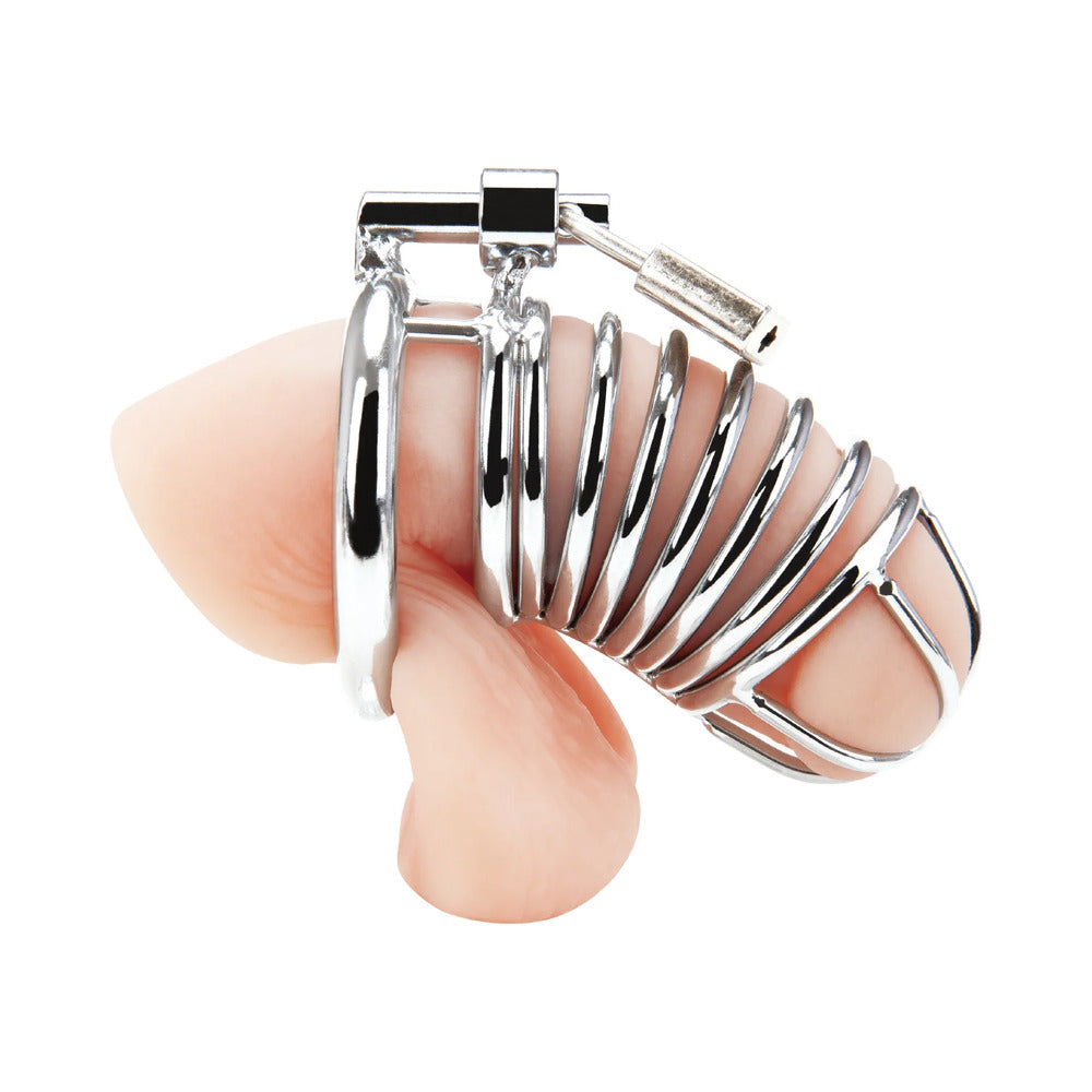 Blue Line Deluxe Chastity Cage Silver