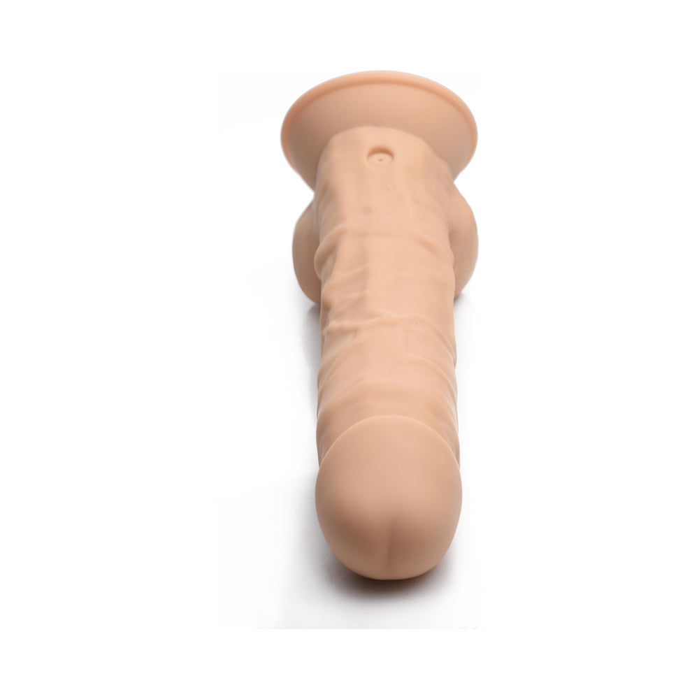 Curve Toys FLESHSTIXXX Rechargeable 8 in. Posable Vibrating Dildo with Balls & Suction Cup Tan