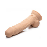 Curve Toys FLESHSTIXXX Rechargeable 8 in. Posable Vibrating Dildo with Balls & Suction Cup Tan