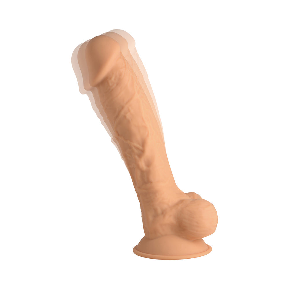 Curve Toys FLESHSTIXXX Rechargeable 8 in. Posable Vibrating Dildo with Balls & Suction Cup Tan