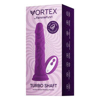 FemmeFunn Vortex Turbo Shaft 2.0 Rechargeable Remote-Controlled 8 in. Silicone Vibrating Rotating Dildo with Suction Cup Purple