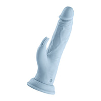 FemmeFunn Vortex Turbo Rabbit 2.0 Rechargeable Remote-Controlled Realistic 8 in. Silicone Dual Stimulation Vibrating Dildo with Suction Cup Light Blue